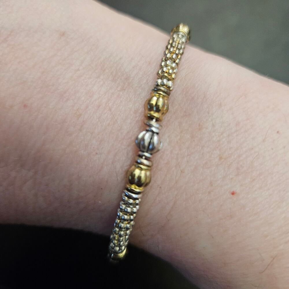 Silvertone & goldtone magnetic clasp bracelet